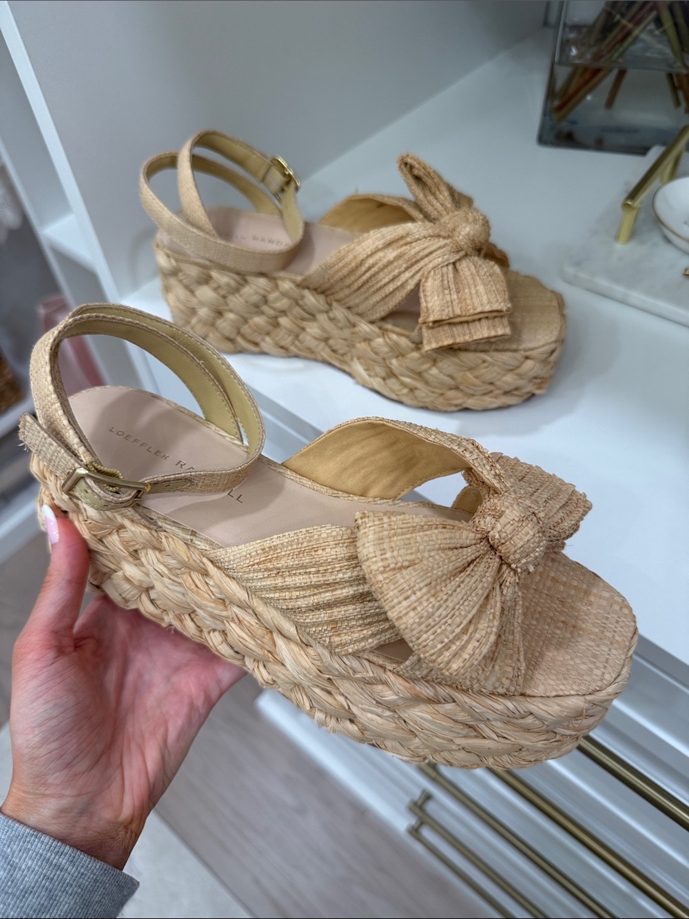 Loeffler Randall Gaby Natural Pleated Bow Espadrille